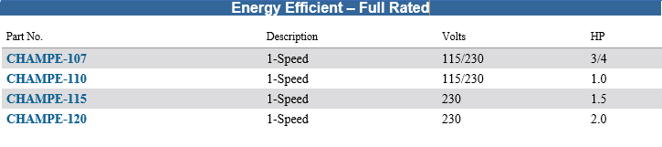 Energy Efficient - Full Rated Chart